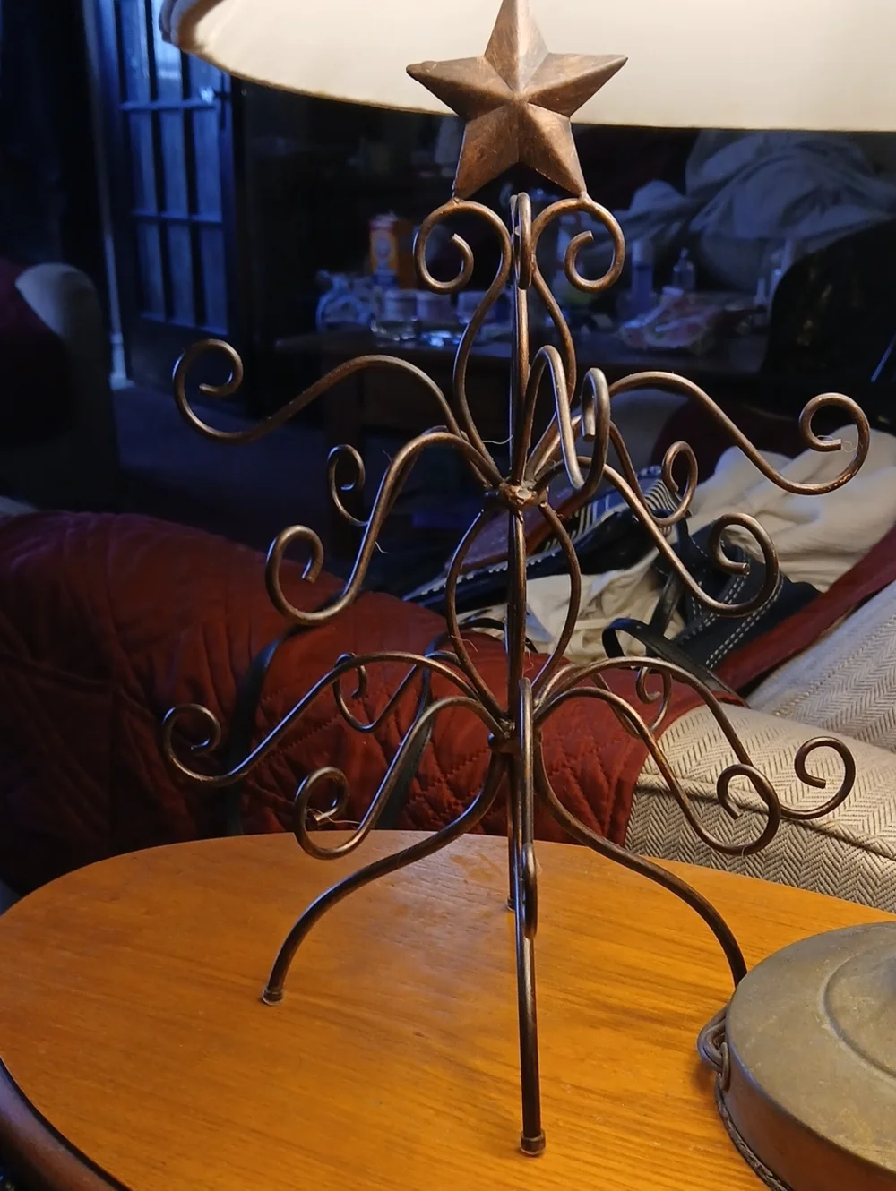 Rustic Metal Table Display Tree with Star Accent - Brown Vintage Holiday